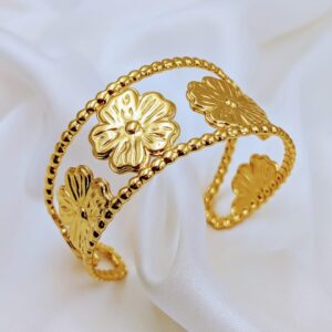 Elegant Floral Gold Bracelet by Jhunkaar