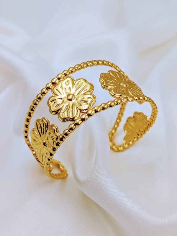 Elegant Floral Gold Bracelet by Jhunkaar